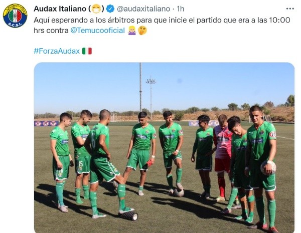 Audax acusó la ausencia de jueces a través de las redes sociales.