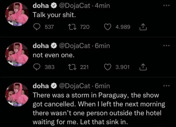Doja Cat se enfrenta a sus propios fans latinoamericanos.(1)