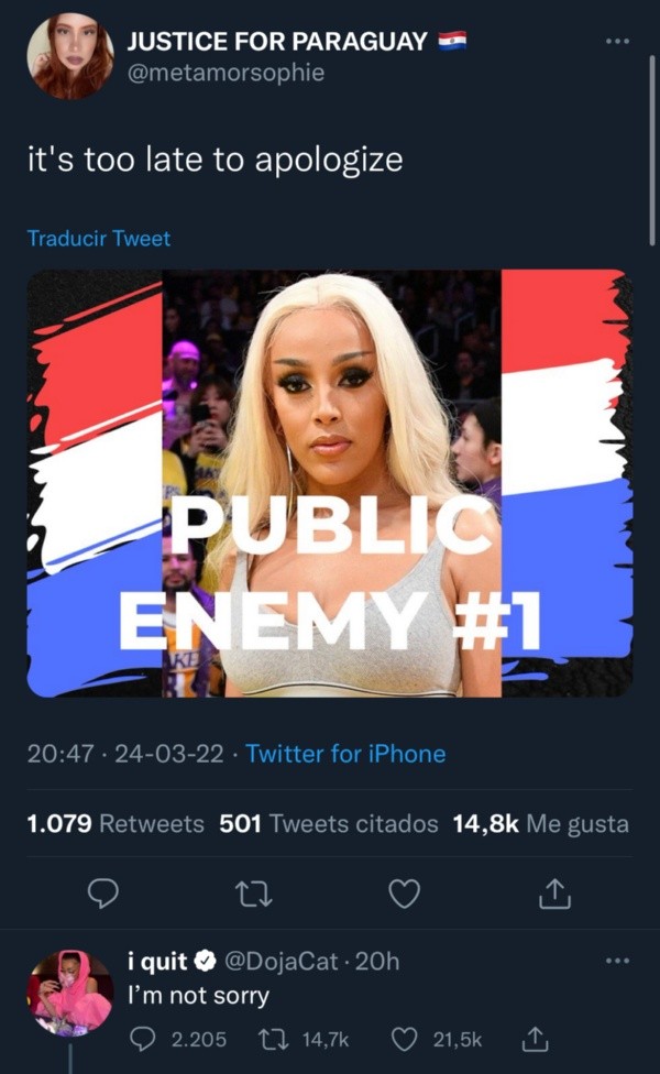 Doja Cat se enfrenta a sus propios fans latinoamericanos.(2)