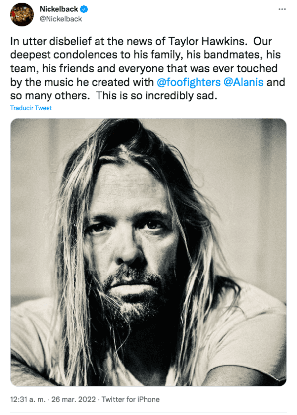 Las reacciones ante la muerte del baterista de Foo Fighters.(2)