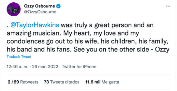 Las reacciones ante la muerte del baterista de Foo Fighters.(8)