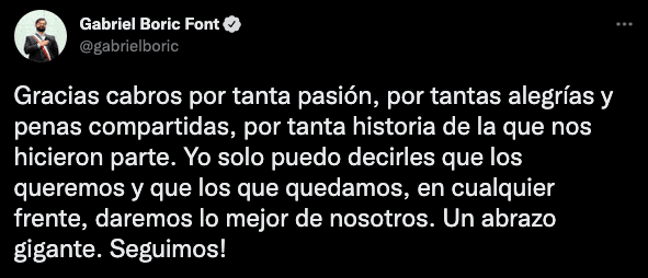 El mensaje del presidente Gabriel Boric tras la eliminación de Chile rumbo a Qatar 2022.