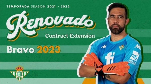 Betis anuncia la renovación de Claudio Bravo