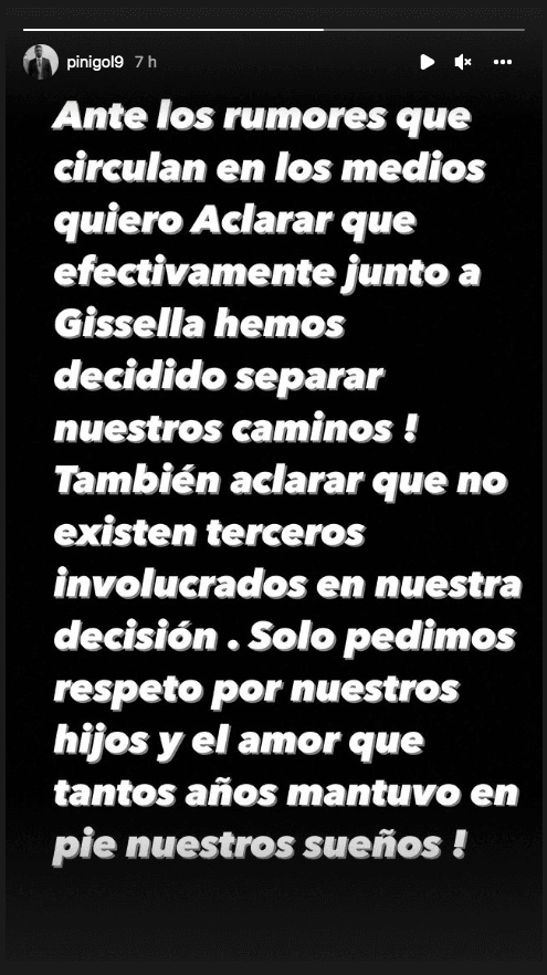 Mauricio Pinilla confirma quiebre con su esposa Gissella Gallardo.(Foto: Instagram)
