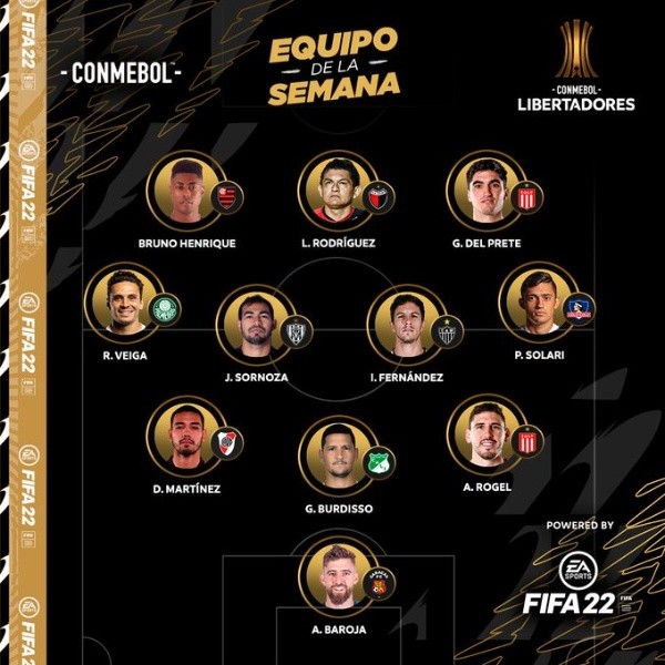El Pibe Solari en el equipo ideal de la semana en Copa Libertadores.