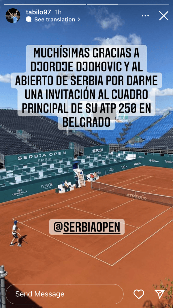 Alejandro Tabilo agradece la invitación