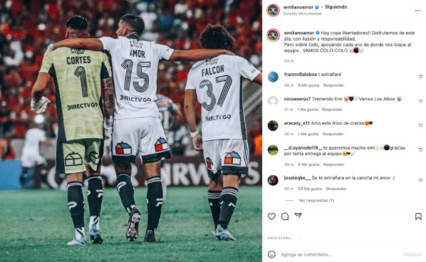 El mensaje de Emiliano Amor a sus compañeros. Foto: Instagram