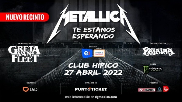 Así será la distribución de ubicaciones para Metallica en Chile.(Foto: DG Medios)