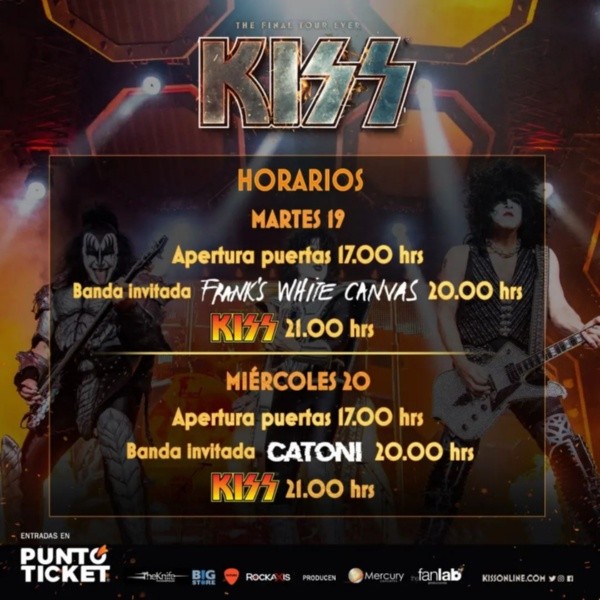 Estos son los horarios para KISS en Chile.(Foto: The Fan Lab)