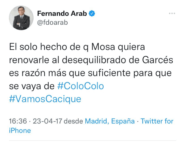 Mensajes de Fernando Arab contra Aníbal Mosa.