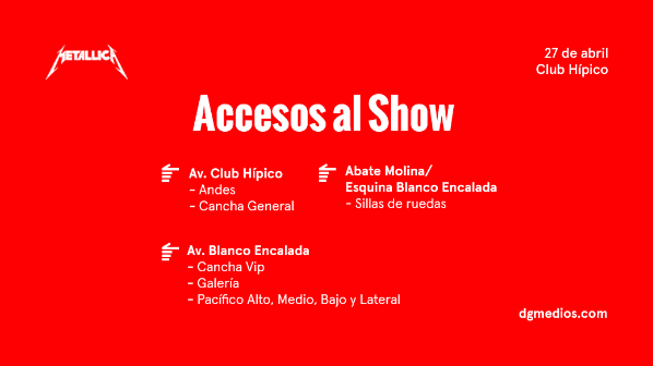 Metallica en Chile: Todo lo que necesitas saber para el show en Santiago.(Foto: DG Medios)