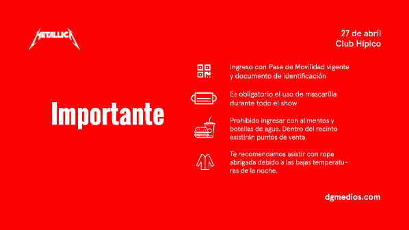 Metallica en Chile: Todo lo que necesitas saber para el show en Santiago.(Foto: DG Medios)