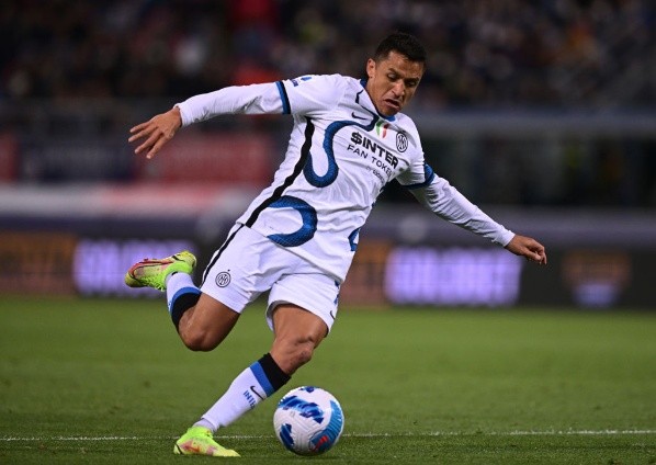 Alexis Sánchez en la derrota del Inter de Milán frente al Bologna.