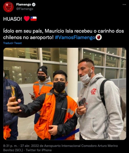 Flamengo destacó en sus redes sociales que Mauricio Isla fue recibido con mucho cariño por los chilenos. (Foto: Flamengo)
