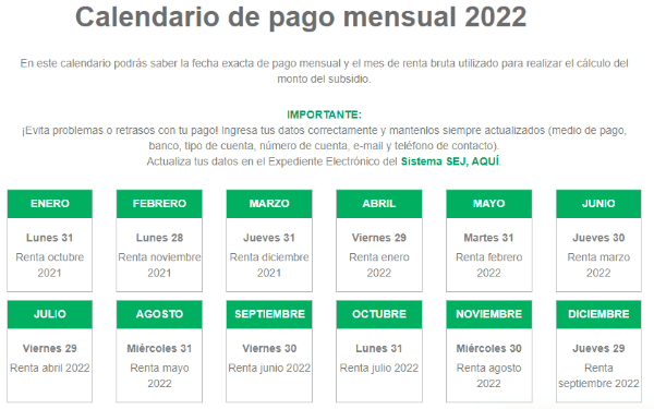 Pago mensual. Fuente: página web del SENCE