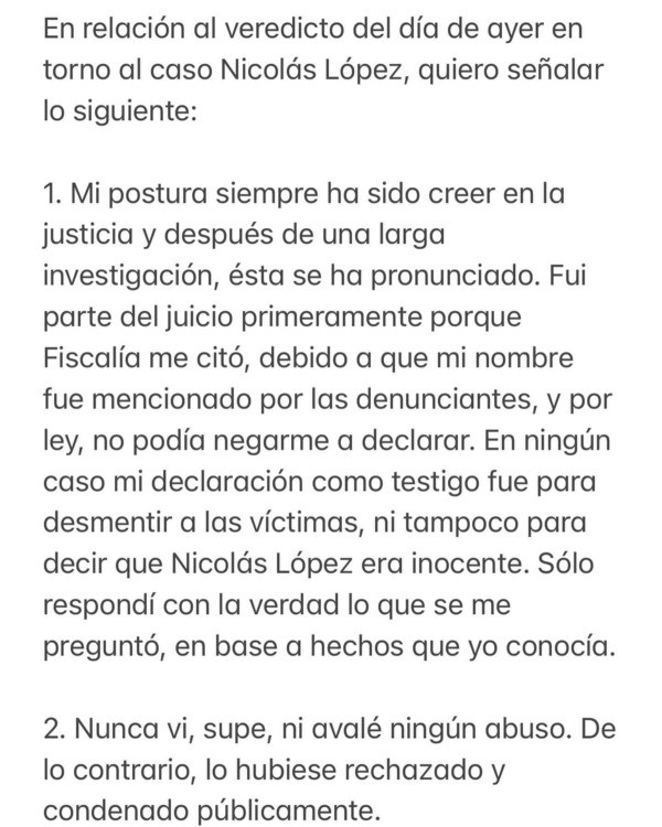 Loreto Aravena habla sobre el caso Nicolás López.(Foto: Instagram)