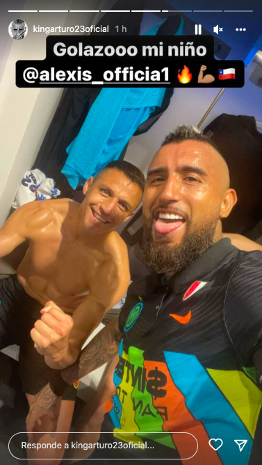 Arturo Vidal y Alexis Sánchez celebran el triunfo del Inter