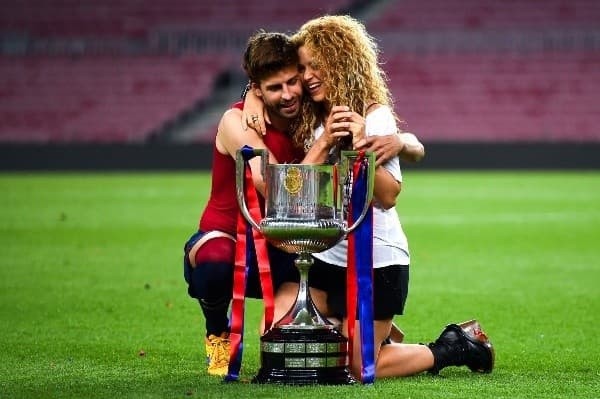 La pareja celebrando un título del Barcelona.