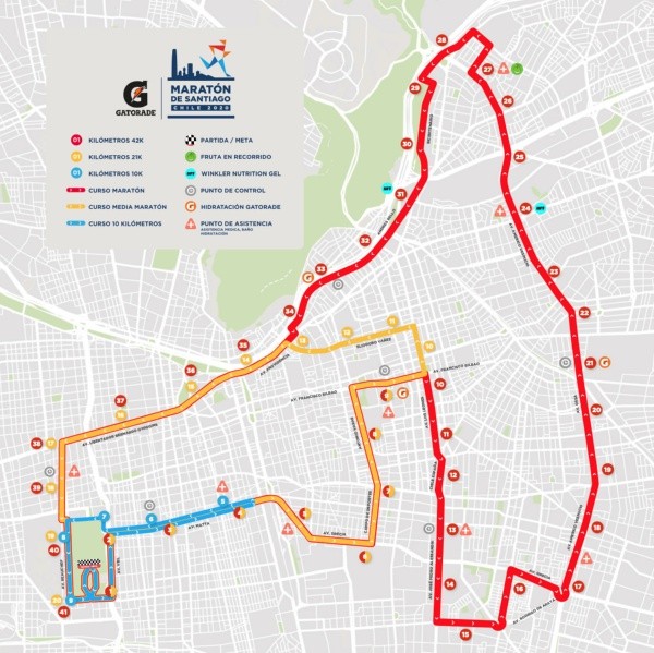 Mapa del recorrido de la Maratón de Santiago 2022