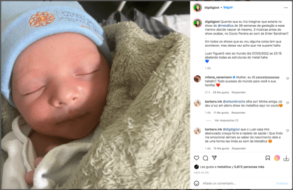 Mujer dio a luz en pleno show de Metallica.(Foto: Instagram)