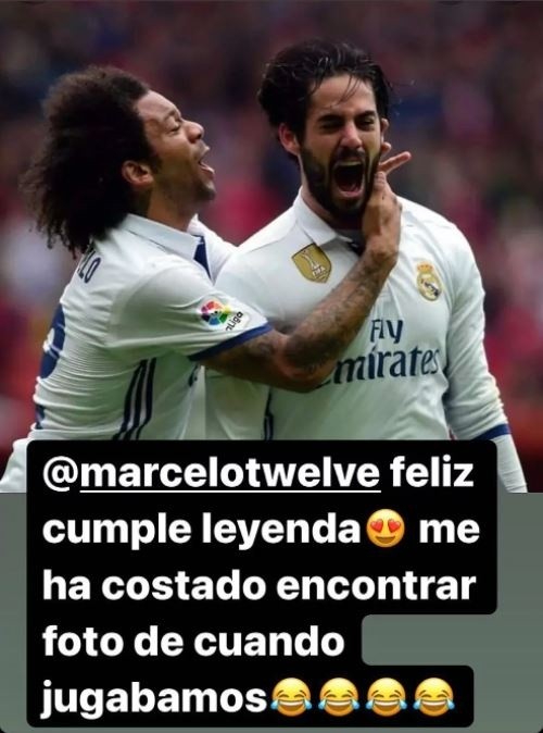 El mensaje de Isco por el cumpleaños de Marcelo (Instagram)