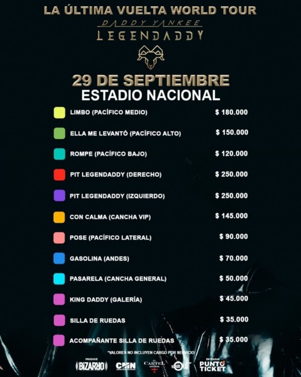 ¡Estos son los precios de las entradas para Daddy Yankee en Chile!