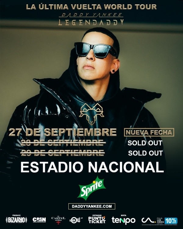 ¡Daddy Yankee confirma tercer show en Chile!