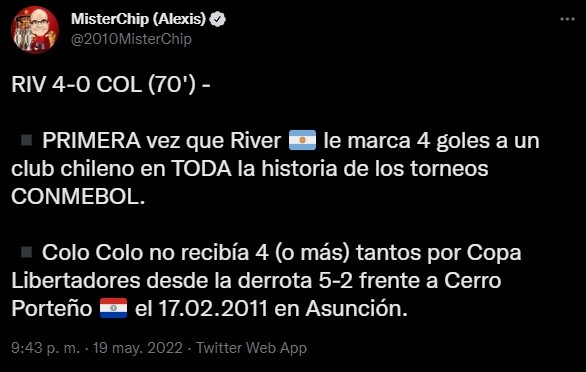 MisterChip reacciona a la goleada de River Plate contra Colo Colo.