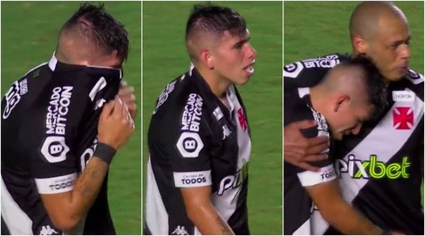 Carlos Palacios lloró desconsoladamente en el empate de Vasco da Gama ante Gremio. Foto: GloboEsporte