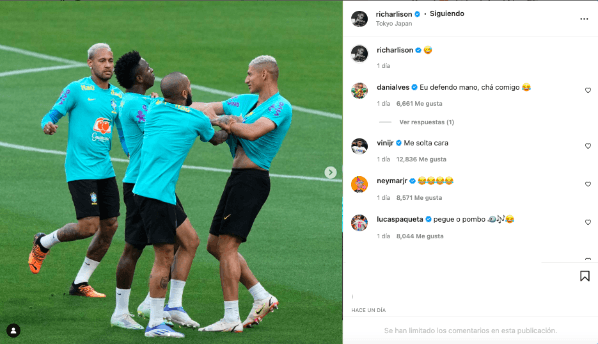 Los jugadores brasileños simularon una pelea para hacerse los chistosos en redes sociales.