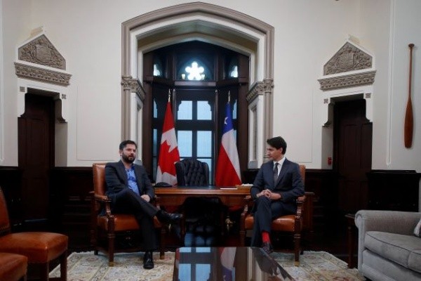 Reunión del Presidente Boric con el primer ministro canadiense, Justin Tundreau