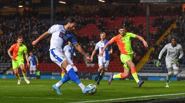 BLACKBURN, ENGLAND - FEBRUARY 09: Blackburn Rovers' Ben Brereton during the Sky Bet Championship match between Blackburn Rovers and Nottingham Forest at Ewood Park on February 9, 2022 in Blackburn, England. (Photo by Dave Howarth - CameraSport via Getty Images)-Not Released (NR) EDITORIAL USE ONLY. No use with unauthorized audio, video, data, fixture lists, club/league logos or 'live' services. Online in-match use limited to 120 images, no video emulation. No use in betting, games or single club/league/player pub