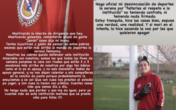 Mensajes de Paola Hinojosa, portera de Deportes La Serena