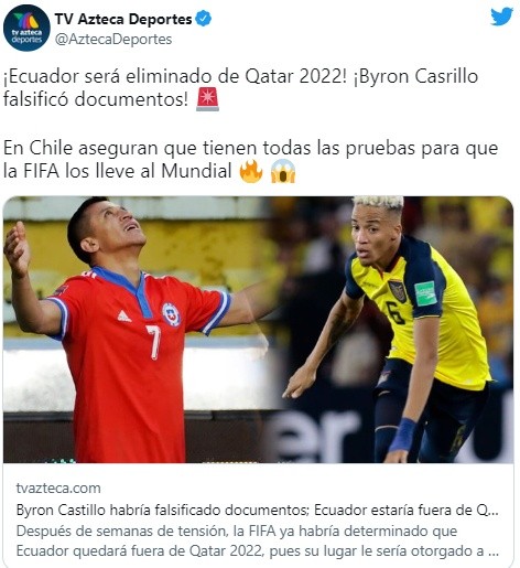 La polémica publicación en México que hizo estallar a periodistas ecuatorianos en medio del caso Byron Castillo y Chile.