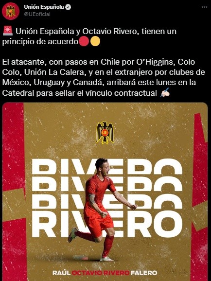 Refuerzo: principio de acuerdo entre Unión Española y Octavio Rivero.