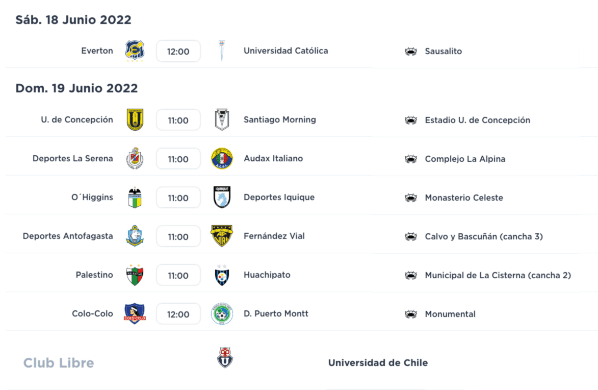 La programación de la fecha 13. (campeonatochileno.cl)