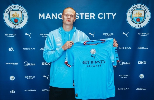 Erling Haaland aterrizó este lunes en el Manchester City. Foto: Comunicaciones Man. City