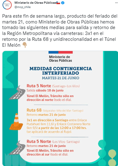 Twitter Ministerio de Obras Públicas