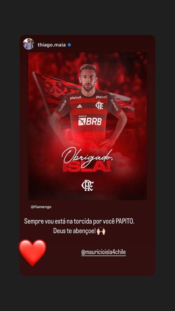 Las dedicatorias de los jugadores de Flamengo al Huaso Isla.