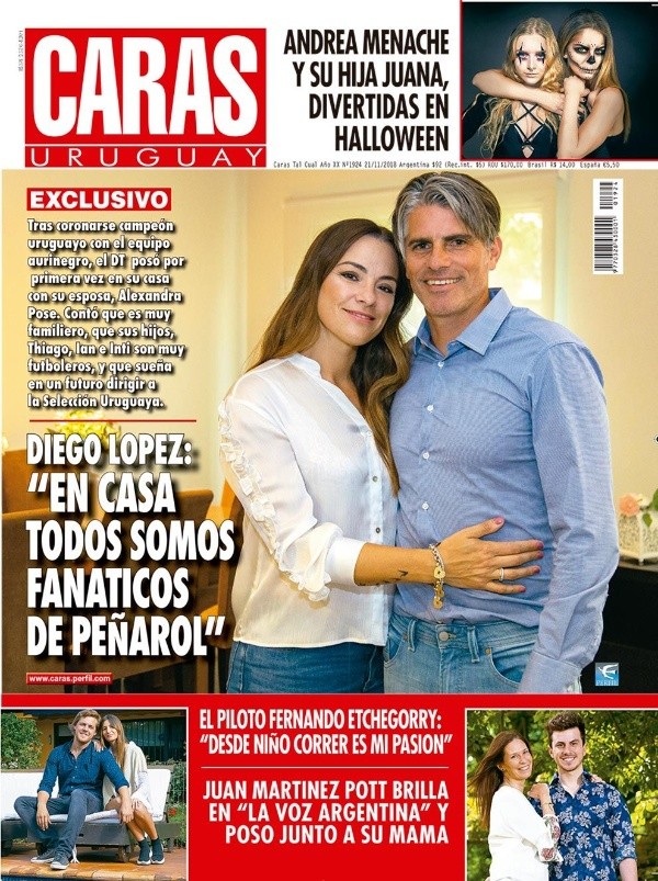 Diego López y su esposa Alexandra Pose en revista Caras de Uruguay