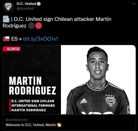 Oficial: Martín Rodríguez va por el sueño americano y es nuevo jugador del DC United de la MLS.