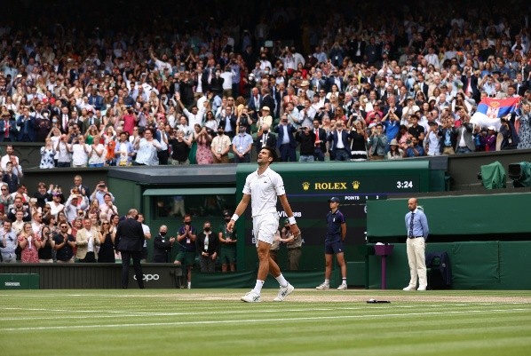 Djokovic tras ganar Wimbledon en 2021 (Getty)