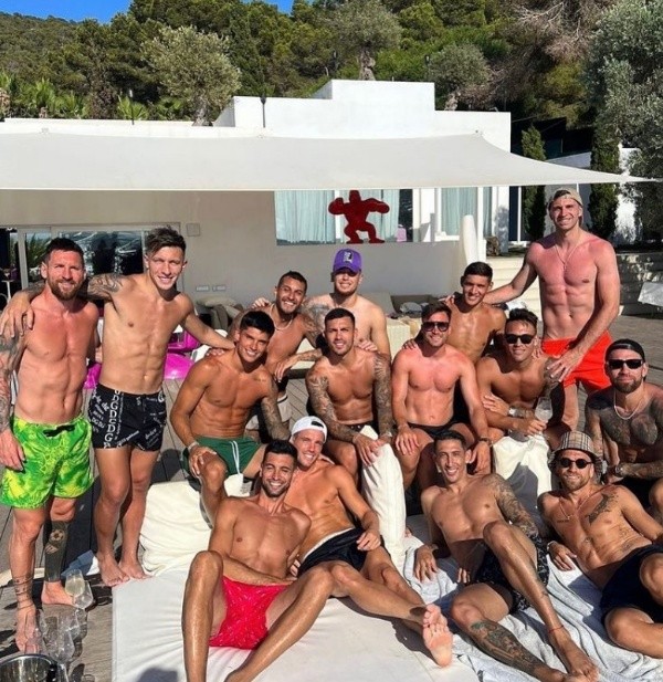 Messi con los amigos de la selección de Argentina