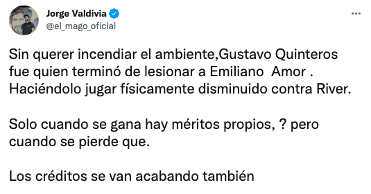 El mensaje de Jorge Valdivia contra Gustavo Quinteros
