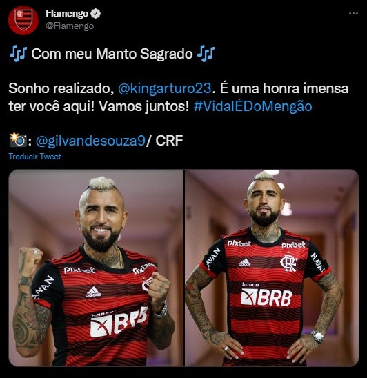 Flamengo muestra orgulloso a Arturo Vidal en sus primeras fotos oficiales con la camiseta del Mengao.