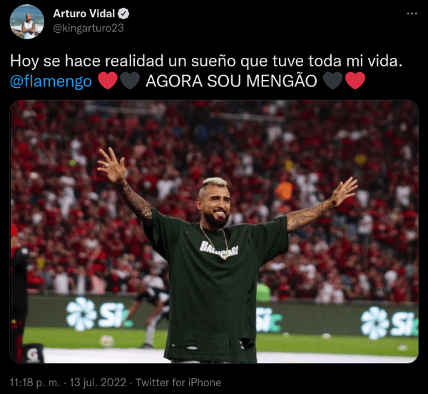 Arturo Vidal y su mensaje tras ser oficializado en Flamengo.