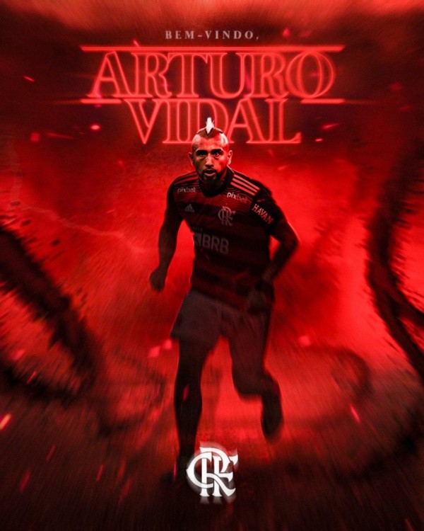 La postal de Flamengo para anunciar a Vidal en onda Stranger Things