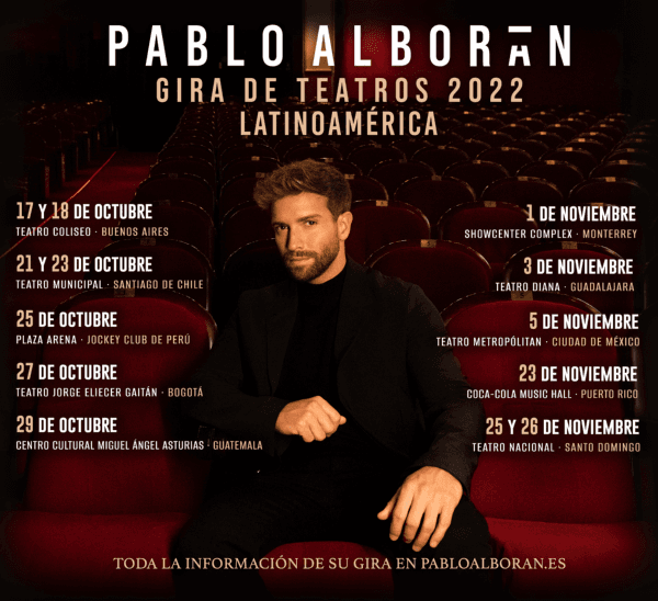 Pablo Alborán llegará con su Gira de Teatros a Chile.(Foto: DG Medios)