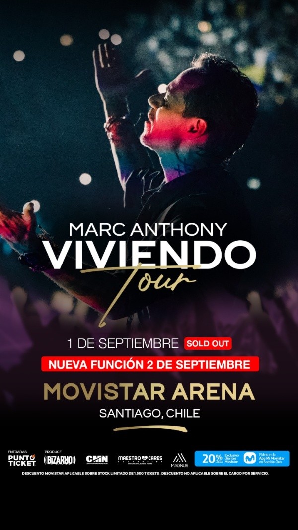 Marc Anthony suma segunda fecha en Chile.(Foto: Bizarro)