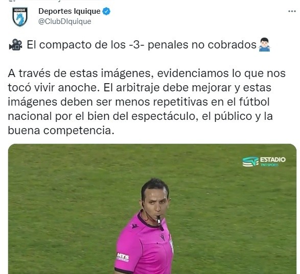 El mensaje en Twitter de Deportes Iquique.